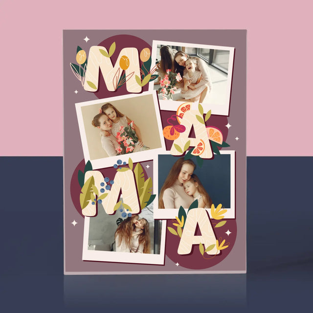 Colaj foto: Mama Letters - Bloc acrilic cu imprimeu | RO