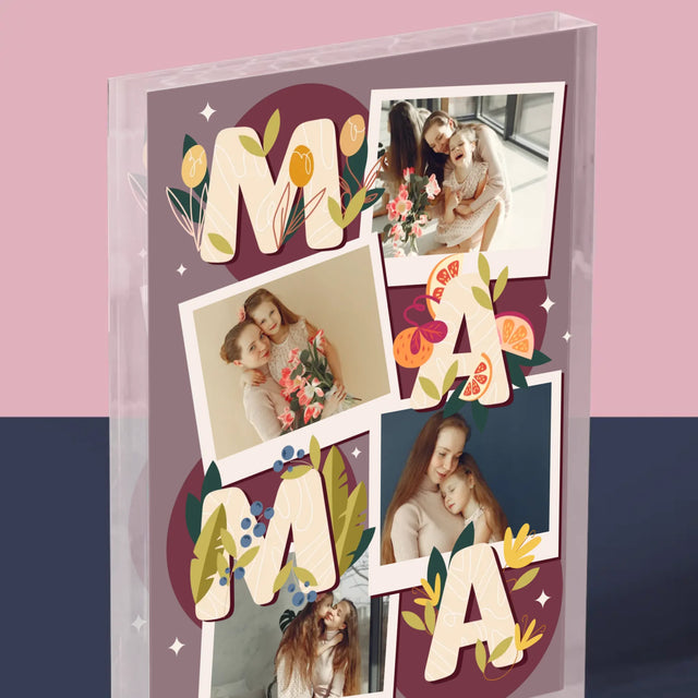 Colaj foto: Mama Letters - Bloc acrilic cu imprimeu | RO