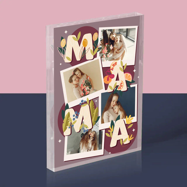 Colaj foto: Mama Letters - Bloc acrilic cu imprimeu | RO