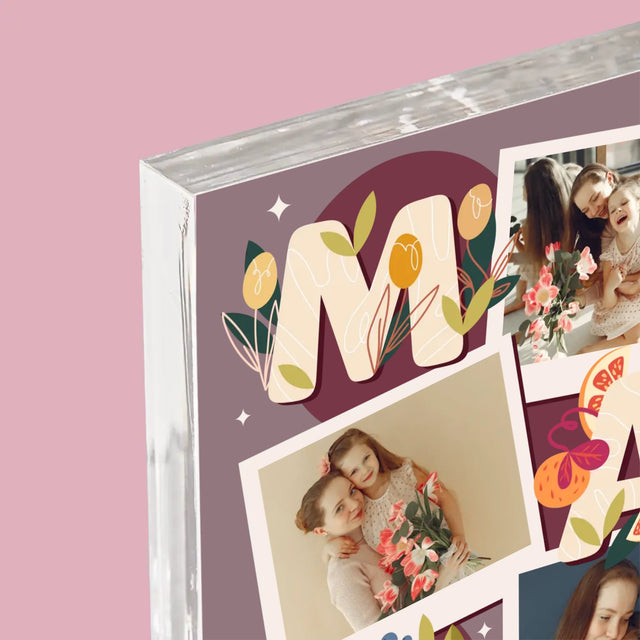 Colaj foto: Mama Letters - Bloc acrilic cu imprimeu | RO