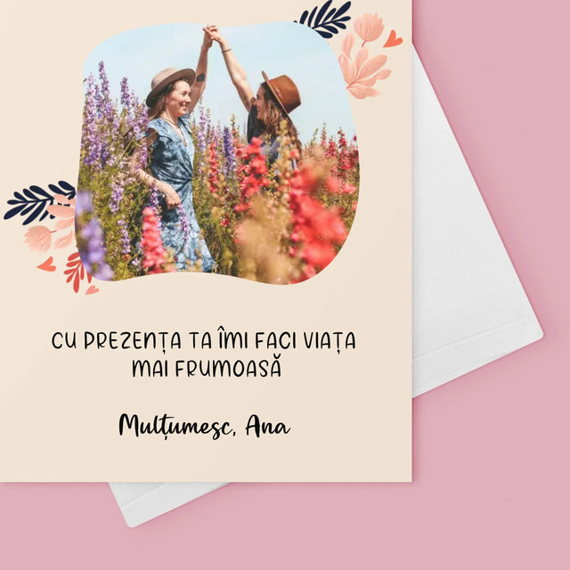 Fotografie Si Semnătură: Mulțumesc Prietenei Mele - Card Cu Felicitări