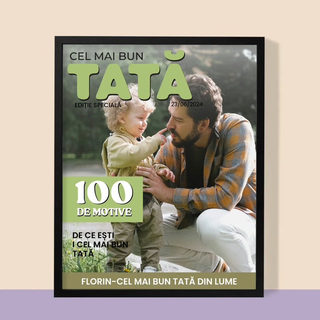 Copertă Derevistă: Cel Mai Bun Tată - Imprimare Cu Ramă 30X40 (Verticală)