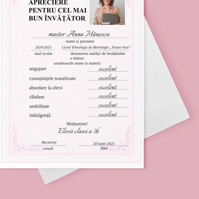 Fotografie Si Semnătură: Cel Mai Bun Certificat De Profesor - Card Cu Felicitări