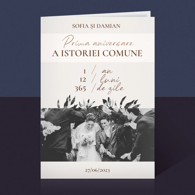 Fotografie Si Semnătură: Prima Aniversare - Card Cu Felicitări