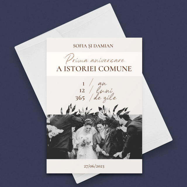 Fotografie Si Semnătură: Prima Aniversare - Card Cu Felicitări