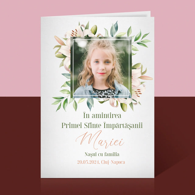 Fotografie Si Semnătură: Pentru Sărbătorirea Primei Împărtășiri - Card Cu Felicitări
