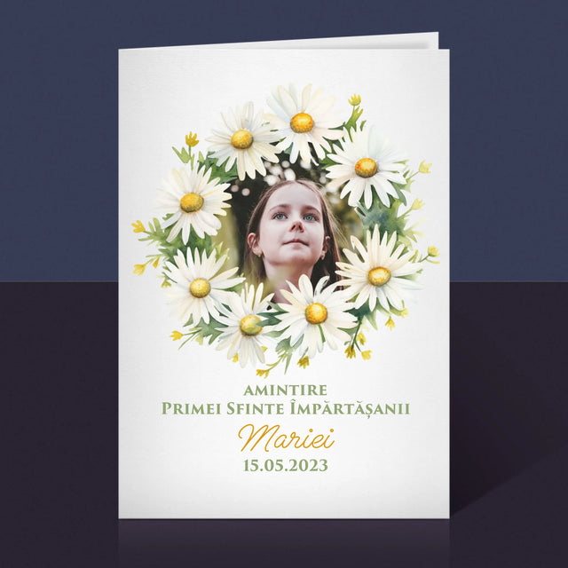 Fotografie Si Semnătură: Margaretele Amintire De La Sfânta Împărtășanie - Card Cu Felicitări