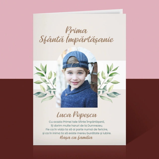 Fotografie Si Semnătură: Felicitări Cu Ocazia Primei Sfinte Împărtășanii - Card Cu Felicitări