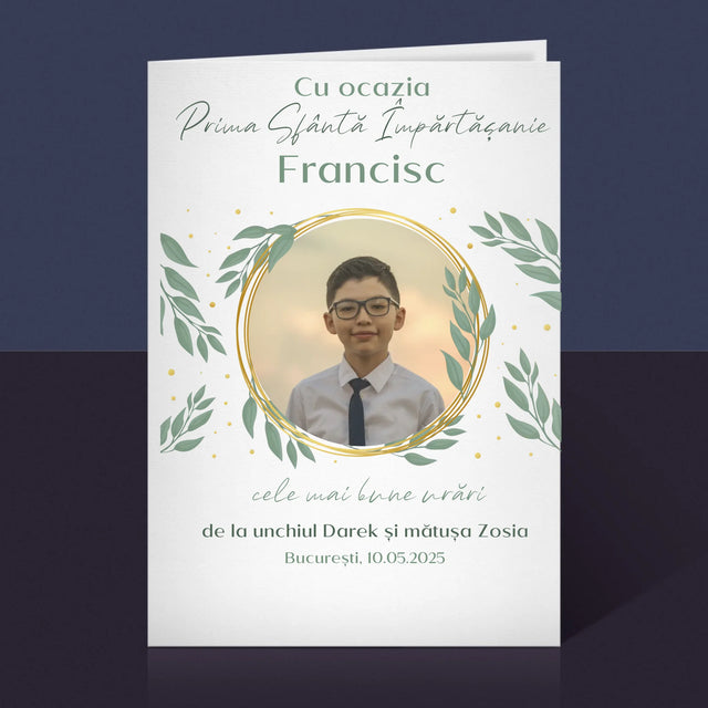 Fotografie Si Semnătură: Cu Ocazia Primei Sfinte Împărtășanii - Card Cu Felicitări