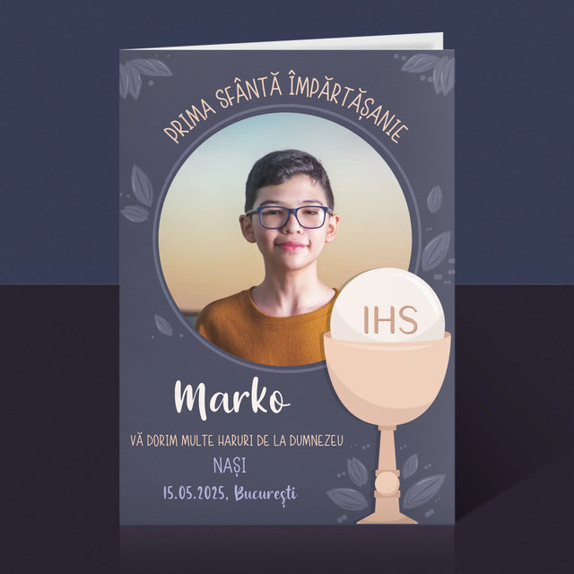 Fotografie Si Semnătură: Prima Sfântă Împărtășanie - Card Cu Felicitări