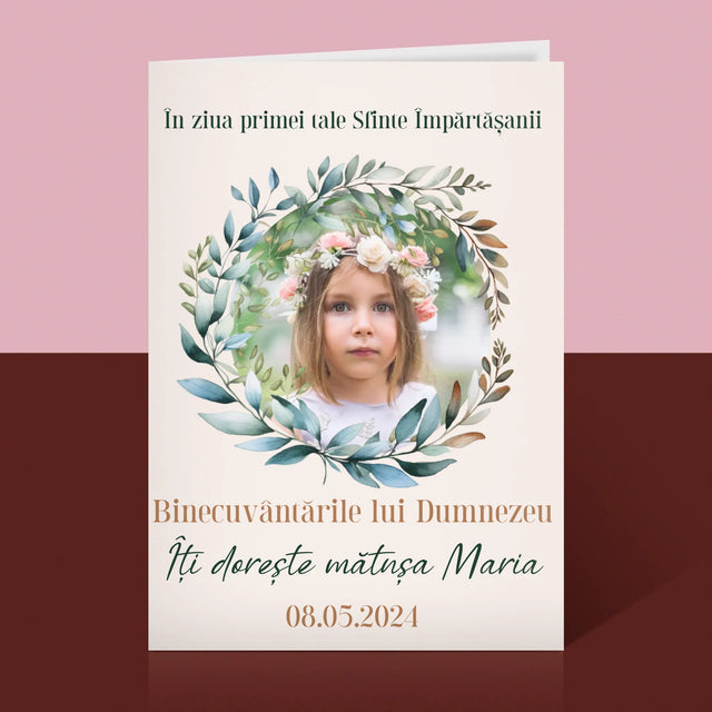 Fotografie Si Semnătură: În Ziua Primei Sfinte Împărtășanii - Card Cu Felicitări