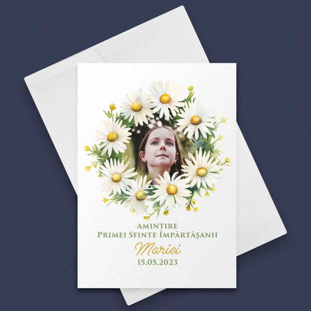 Fotografie Si Semnătură: Margaretele Amintire De La Sfânta Împărtășanie - Card Cu Felicitări