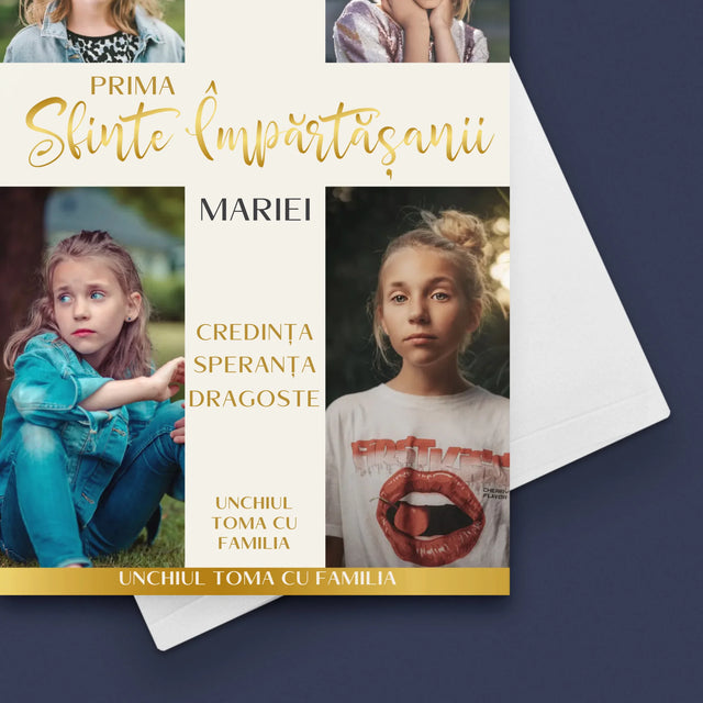 Colaj De Fotografii: Primei Sfinte Împărtășanii Cruce - Card Cu Felicitări