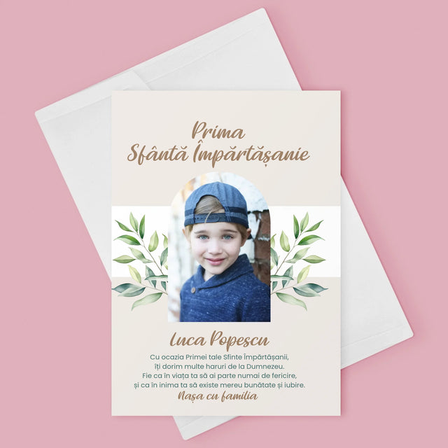 Fotografie Si Semnătură: Felicitări Cu Ocazia Primei Sfinte Împărtășanii - Card Cu Felicitări