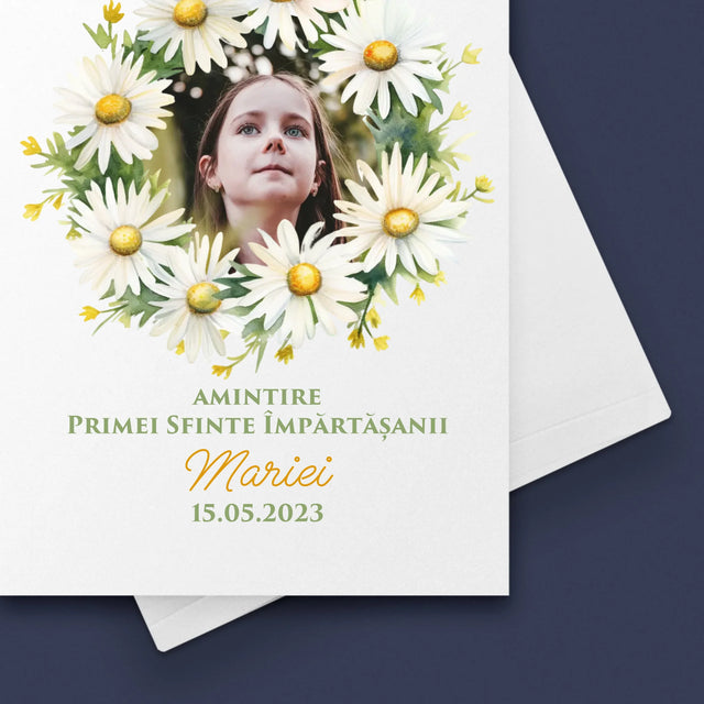 Fotografie Si Semnătură: Margaretele Amintire De La Sfânta Împărtășanie - Card Cu Felicitări