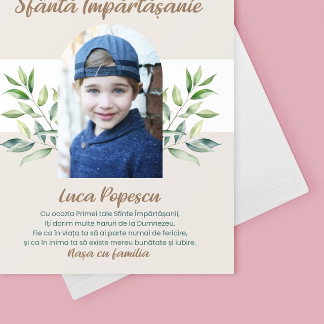 Fotografie Si Semnătură: Felicitări Cu Ocazia Primei Sfinte Împărtășanii - Card Cu Felicitări