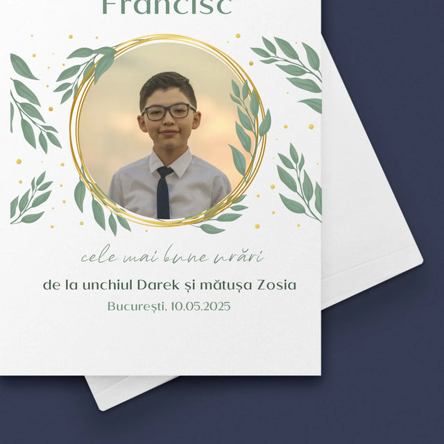 Fotografie Si Semnătură: Cu Ocazia Primei Sfinte Împărtășanii - Card Cu Felicitări