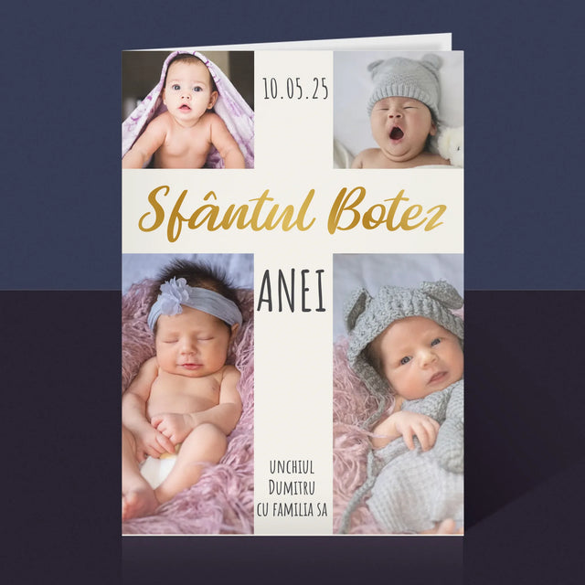 Colaj De Fotografii: Botez Sfânta Cruce - Card Cu Felicitări