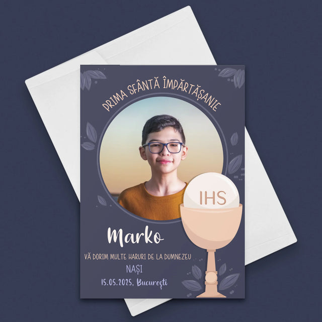 Fotografie Si Semnătură: Prima Sfântă Împărtășanie - Card Cu Felicitări