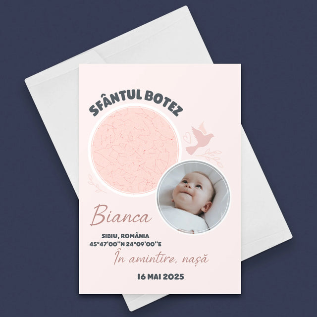 Harta Stelelor: Botez - Card Cu Felicitări