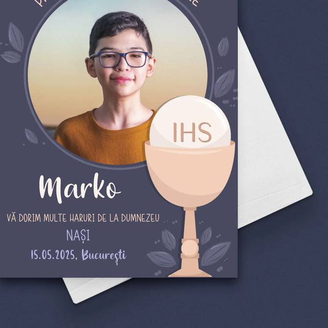 Fotografie Si Semnătură: Prima Sfântă Împărtășanie - Card Cu Felicitări