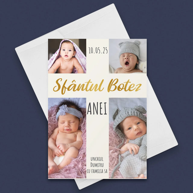 Colaj De Fotografii: Botez Sfânta Cruce - Card Cu Felicitări