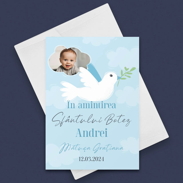 Fotografie Si Semnătură: În Amintirea Sfântului Botez Porumbei - Card Cu Felicitări
