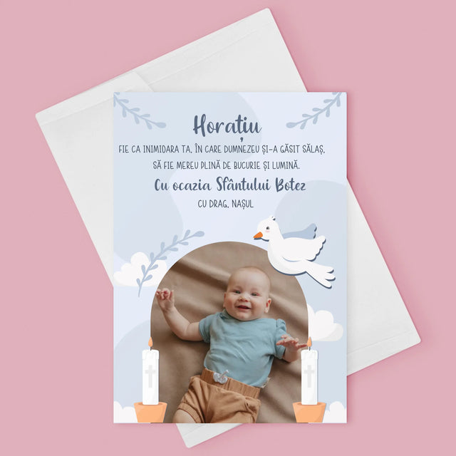 Fotografie Si Semnătură: Cu Ocazia Sfântului Botez, Vă Dorim - Card Cu Felicitări