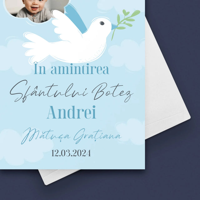 Fotografie Si Semnătură: În Amintirea Sfântului Botez Porumbei - Card Cu Felicitări