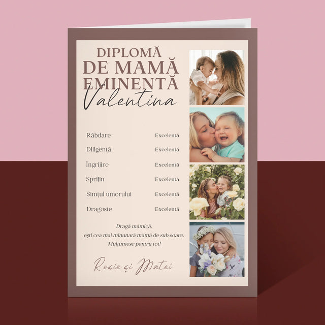 Colaj De Fotografii: Diplomă De Mamă Eminentă - Card Cu Felicitări