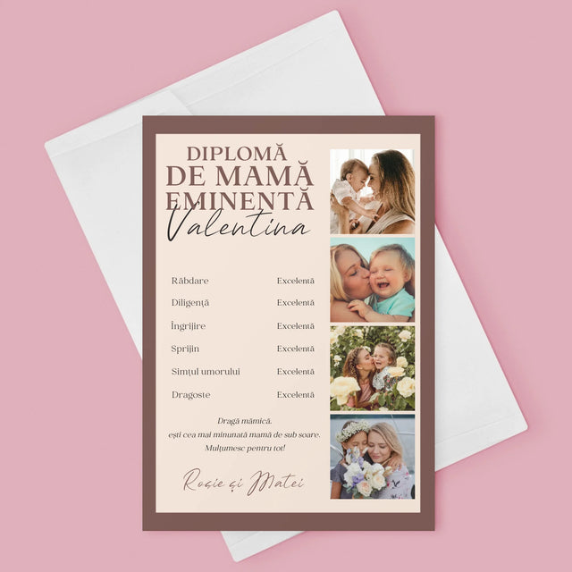 Colaj De Fotografii: Diplomă De Mamă Eminentă - Card Cu Felicitări