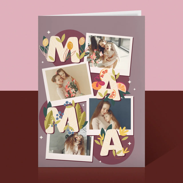 Colaj De Fotografii: Litere Mama - Card Cu Felicitări