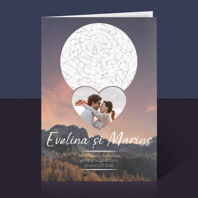 Harta Stelelor: Un Cuplu Îndrăgostit În Munți - Card Cu Felicitări
