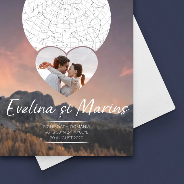 Harta Stelelor: Un Cuplu Îndrăgostit În Munți - Card Cu Felicitări