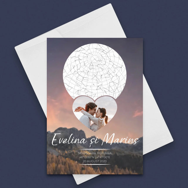 Harta Stelelor: Un Cuplu Îndrăgostit În Munți - Card Cu Felicitări