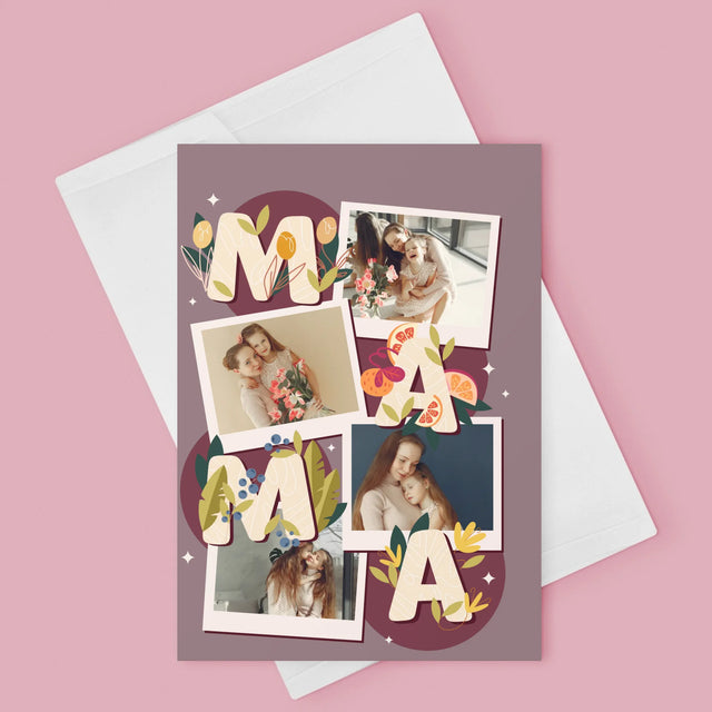 Colaj De Fotografii: Litere Mama - Card Cu Felicitări