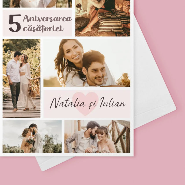 Colaj De Fotografii: A 5-A Aniversare A Nunții - Card Cu Felicitări