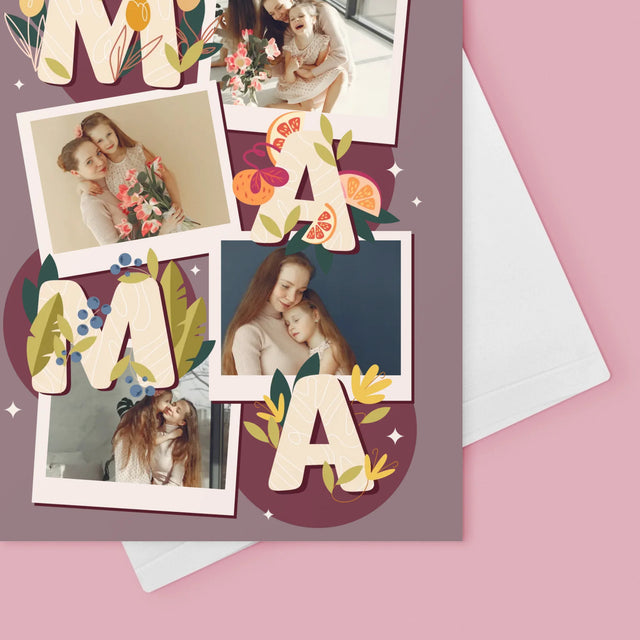 Colaj De Fotografii: Litere Mama - Card Cu Felicitări