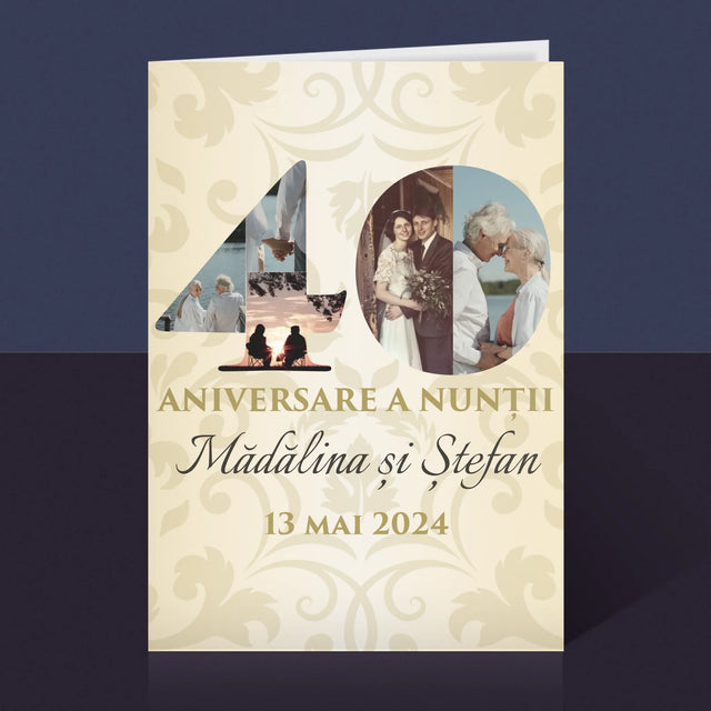 Cuvânt Din Fotografii: A 40-A Aniversare A Nunții - Card Cu Felicitări