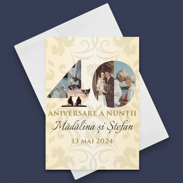 Cuvânt Din Fotografii: A 40-A Aniversare A Nunții - Card Cu Felicitări