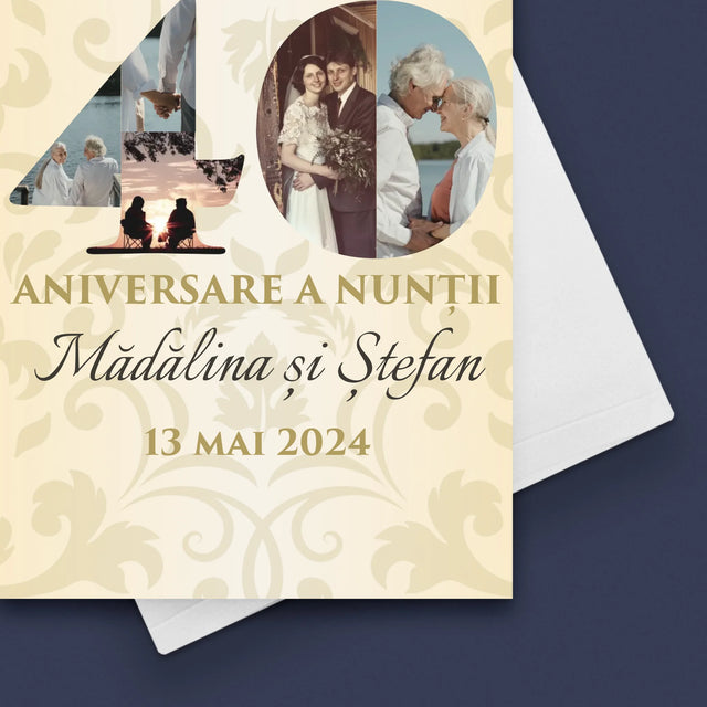 Cuvânt Din Fotografii: A 40-A Aniversare A Nunții - Card Cu Felicitări