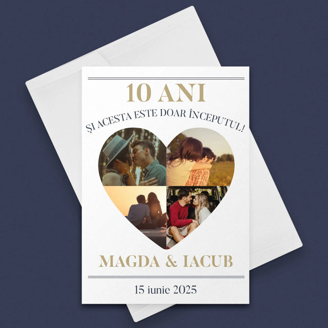 Formă Din Fotografii: Aniversare Inimă - Card Cu Felicitări