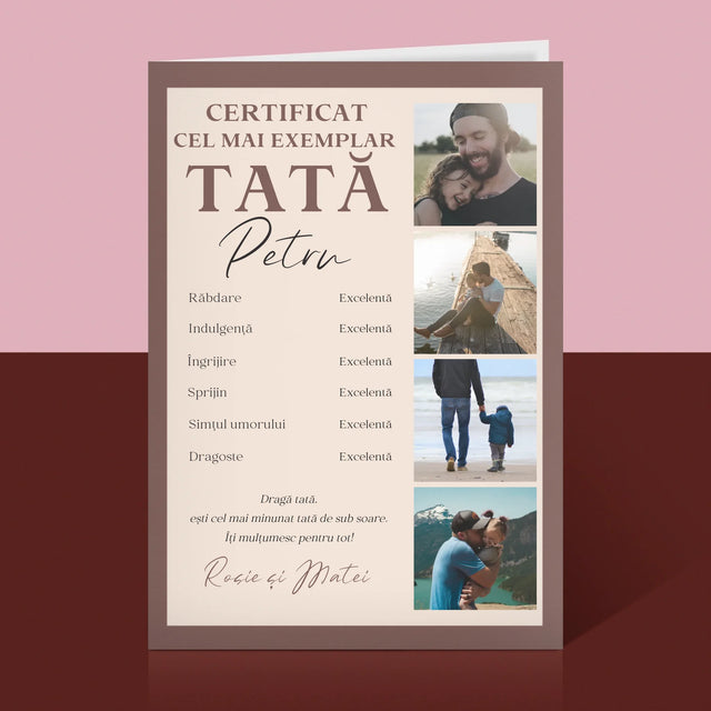 Colaj De Fotografii: Certificat De Tată Exemplar - Card Cu Felicitări