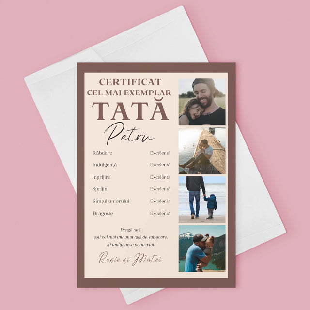 Colaj De Fotografii: Certificat De Tată Exemplar - Card Cu Felicitări