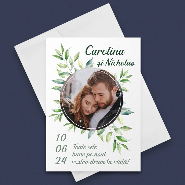 Fotografie Si Semnătură: Frunze De Nuntă - Card Cu Felicitări