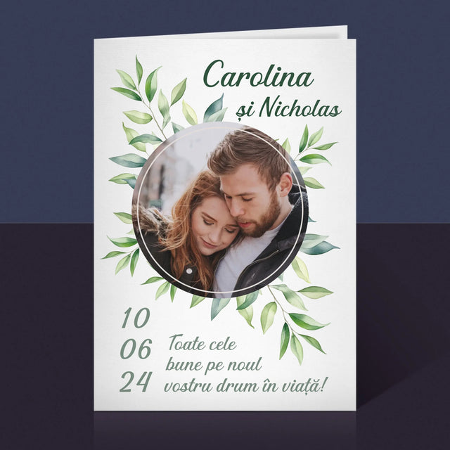 Fotografie Si Semnătură: Frunze De Nuntă - Card Cu Felicitări