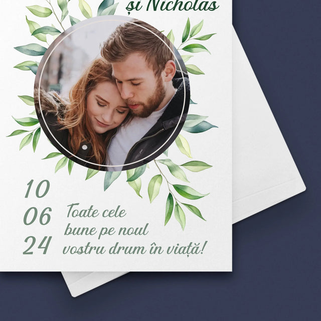 Fotografie Si Semnătură: Frunze De Nuntă - Card Cu Felicitări