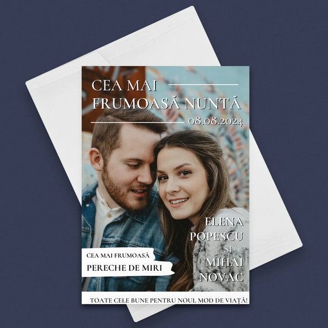 Copertă Derevistă: Cea Mai Frumoasă Nuntă - Card Cu Felicitări