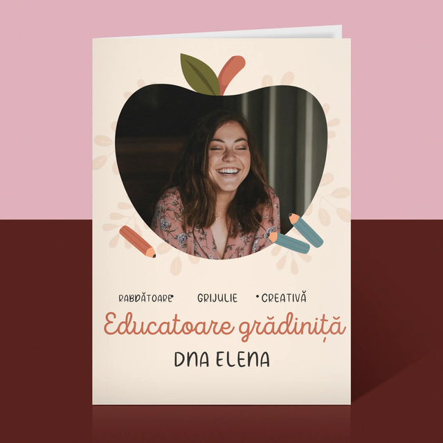 Fotografie Si Semnătură: Educatoare Grădiniță - Card Cu Felicitări