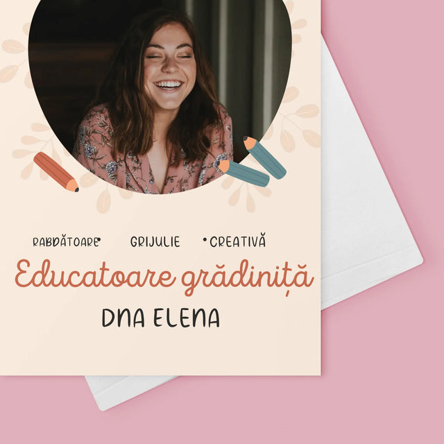 Fotografie Si Semnătură: Educatoare Grădiniță - Card Cu Felicitări